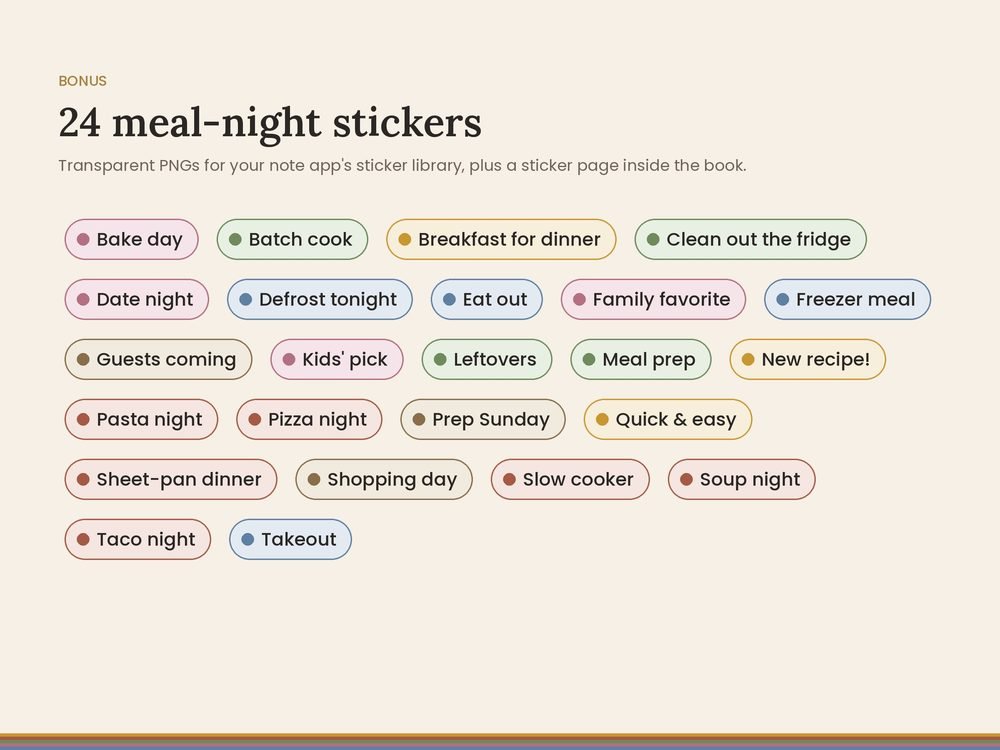 24 digital meal-night stickers