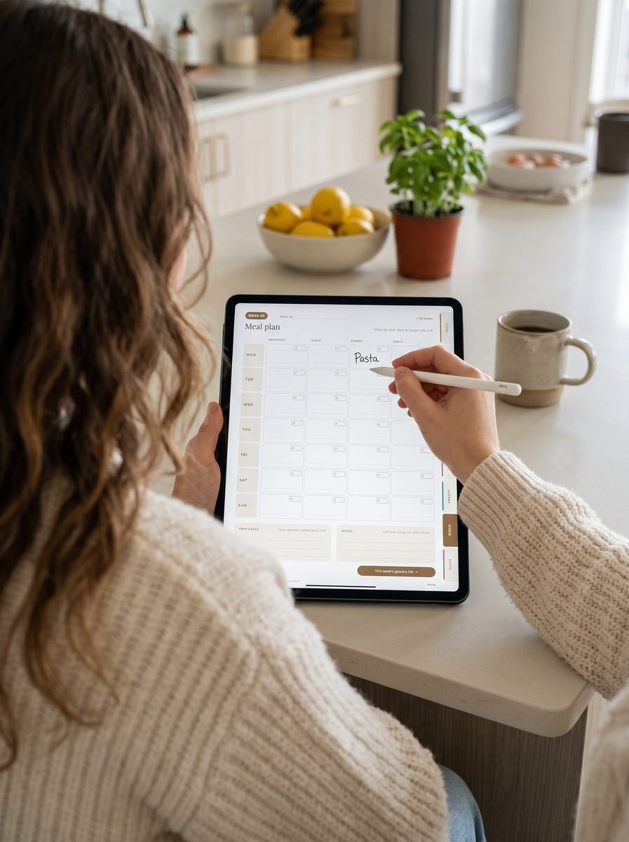 Writing a weekly meal plan in GoodNotes with an Apple Pencil