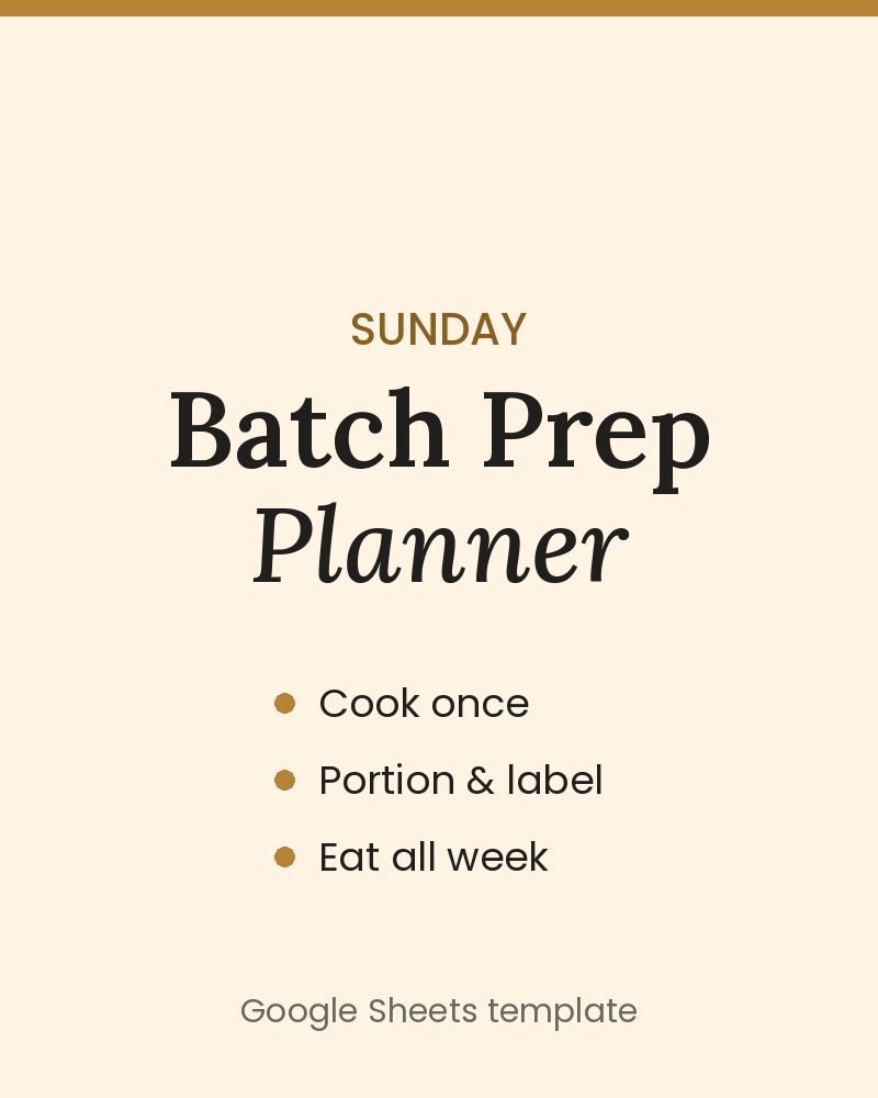 Sunday Batch Prep Planner Google Sheets meal prep template